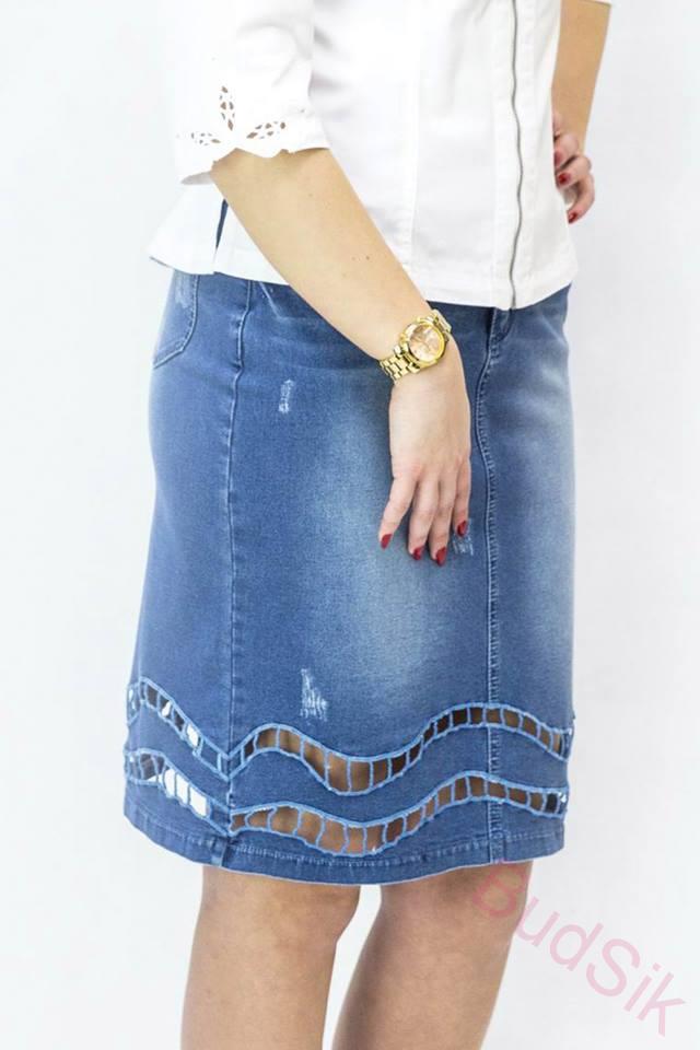 Lafei Nier sukně jeansová zdobená LF44